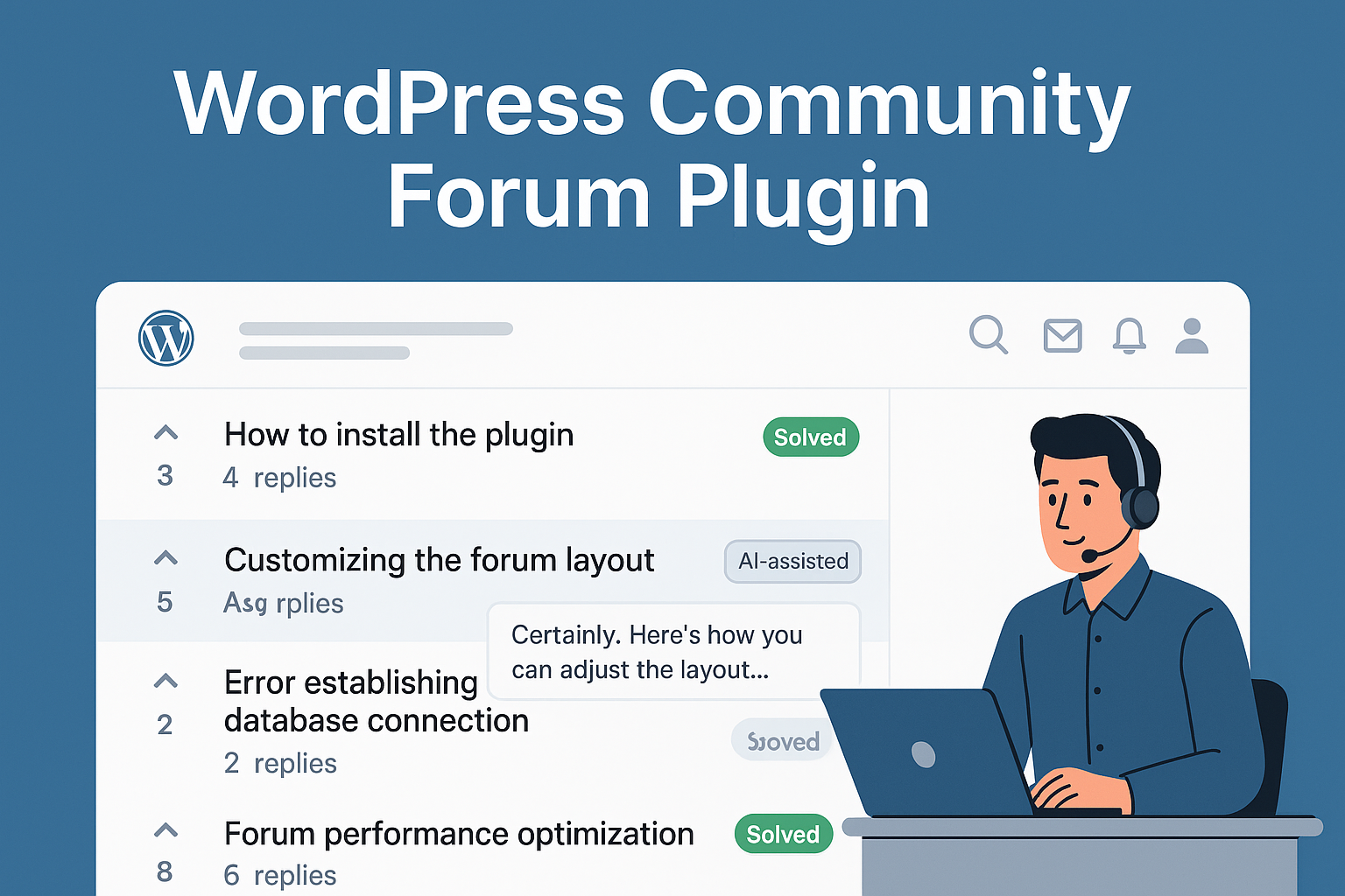 WordPress community forum plugin Forumax with voting and solved topics