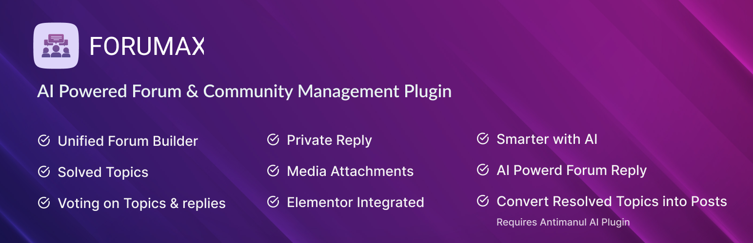 Official Forumax plugin banner from WordPress.org
