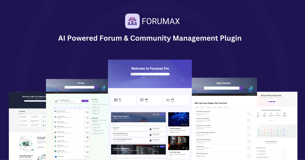 Forumax product cover image for a WordPress forum plugin with voting