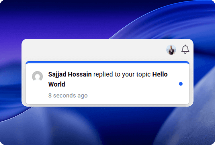 Forumax notification showing a new reply to a member topic